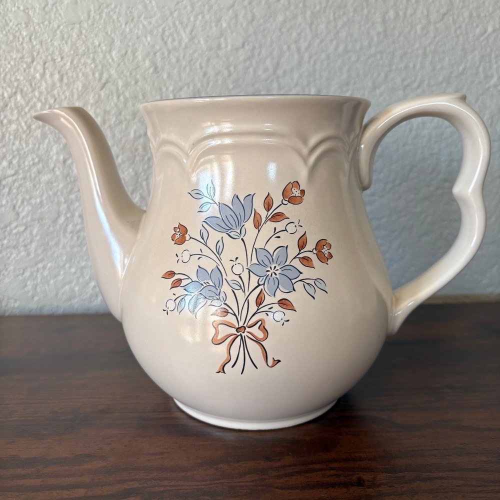 Vintage Cordella Japan Stoneware Pitcher Blue‎ Floral Farmhouse Water Jug